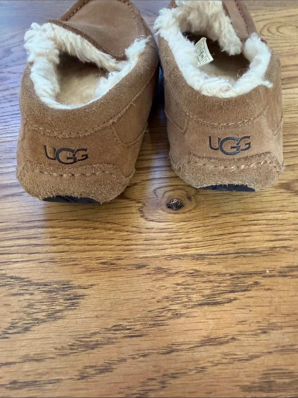 UGG Boy’s Chestnut Suede Shearling-Lined Moccasin Slippers